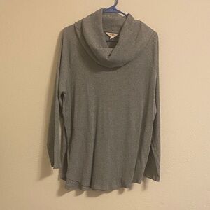 Terra & Sky Gray Ribbed Cowl Neck Sweater